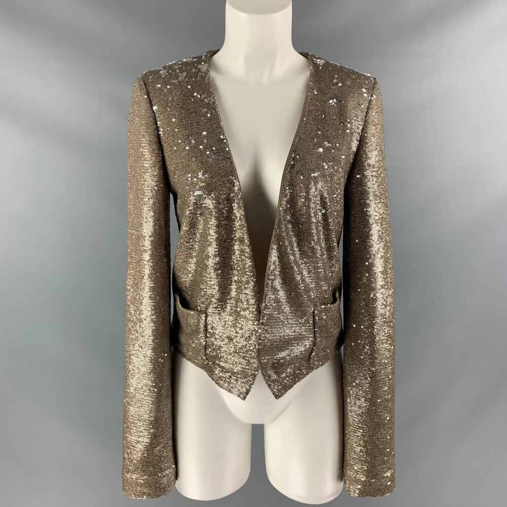 RACHEL ZOE Size S Gold Silver Polyester & Spandex Sequined Jacket